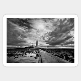 Early morning reflections at St Mary's Island - Monochrome Sticker